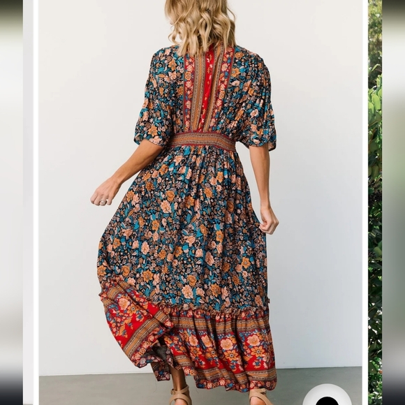 Baltic Born Leeanne Midi Dress Navy Multi Floral Boho Medium Maxi - Picture 3 of 15